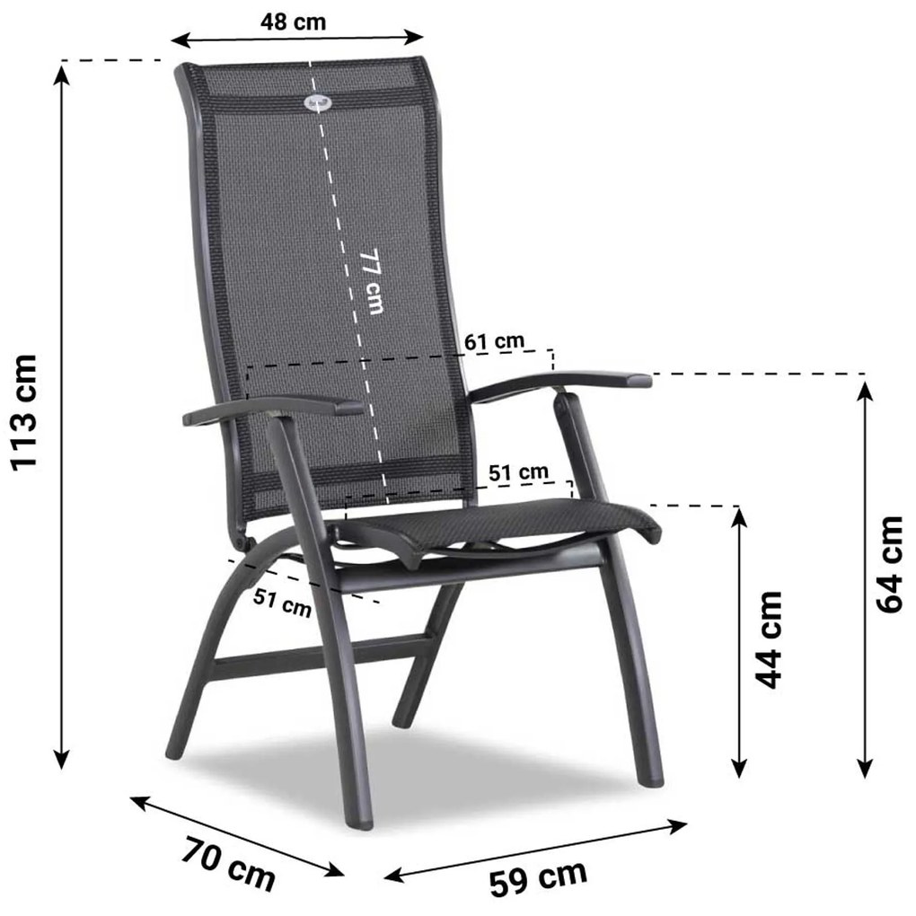 Tuinset 6 personen 217 cm Aluminium/Textileen /Aluminium/textileen Grijs Hartman Summerland/Young