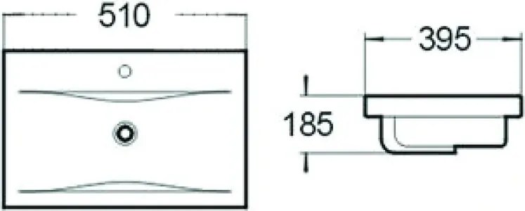 Mexen Emma inbouw wastafel 51 x 39 cm, zwart mat - 25055185