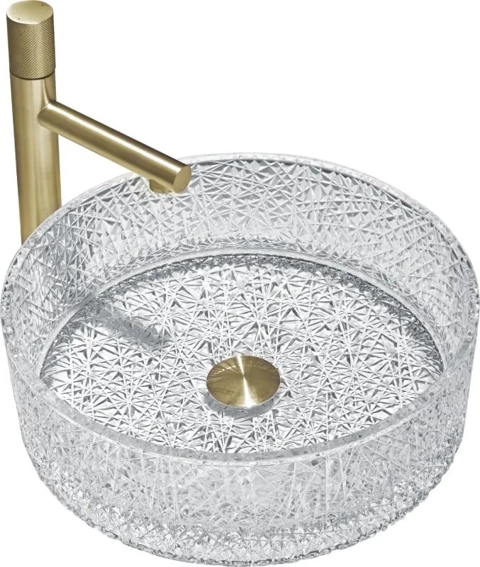 Mexen Dema glazen opbouw waskom 39 x 39 cm, transparant - 24043900