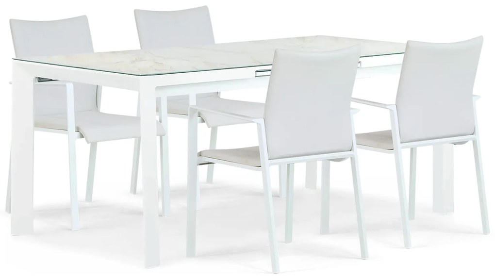 Tuinset 4 personen 180 cm Aluminium/textileen Wit Lifestyle Garden Furniture Rome/Alicante