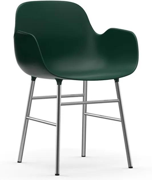 Normann Copenhagen Form Armchair stoel met verchroomd onderstel groen