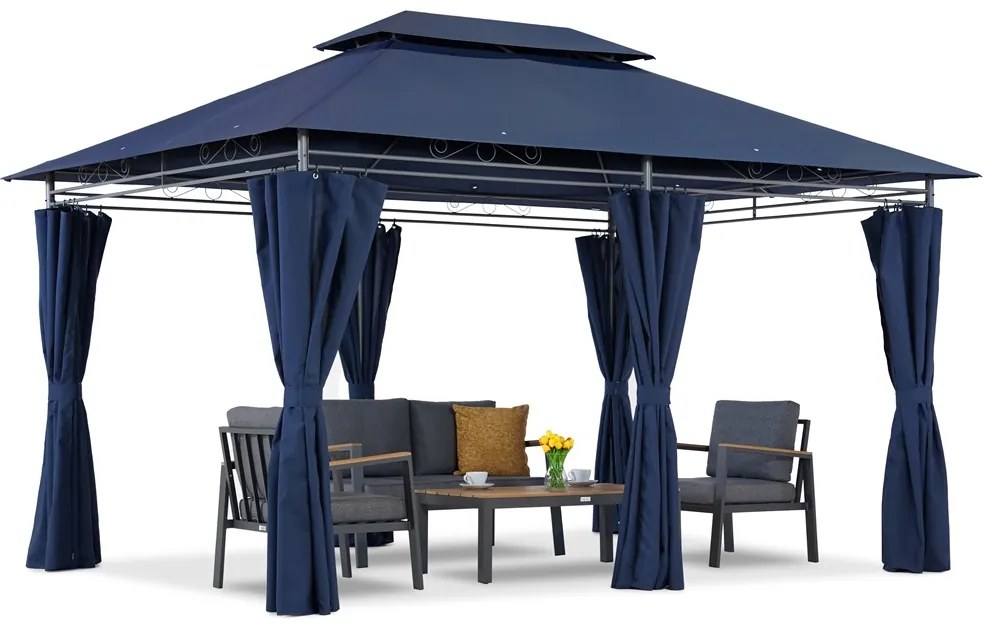 Marineblauw Ibiza tuinpaviljoen 3x4m Garden Point