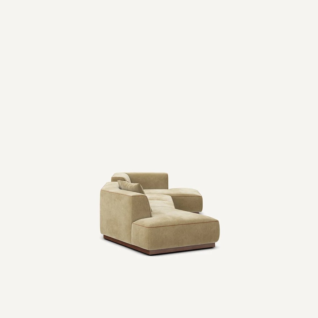 XL hoekbank rechts met voetensteun in stonewashed fluweel, JACOPO