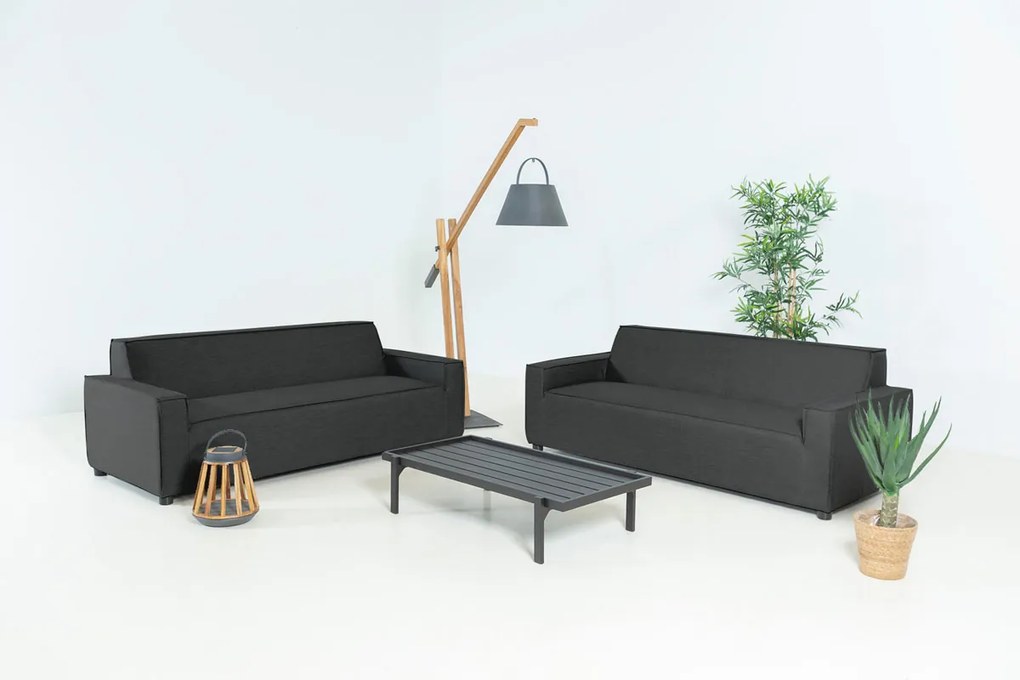 Flow. Club sofa set sooty All Weather loungeset Zwart Sunbrella loungeset Sofaset outdoor textiel - weerbestendig