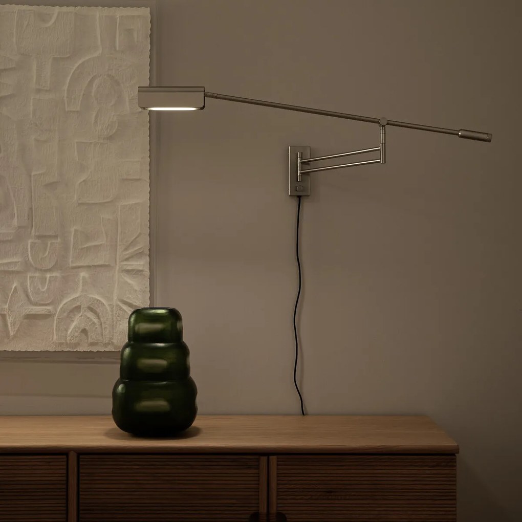 Scharnierende wandlamp, satijn nikkel, Phili