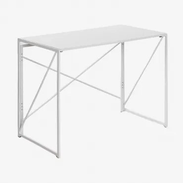 Rechthoekig Inklapbaar Bureau 100x50 Cm Van Mdf En Metaal Andra Wit - Sklum
