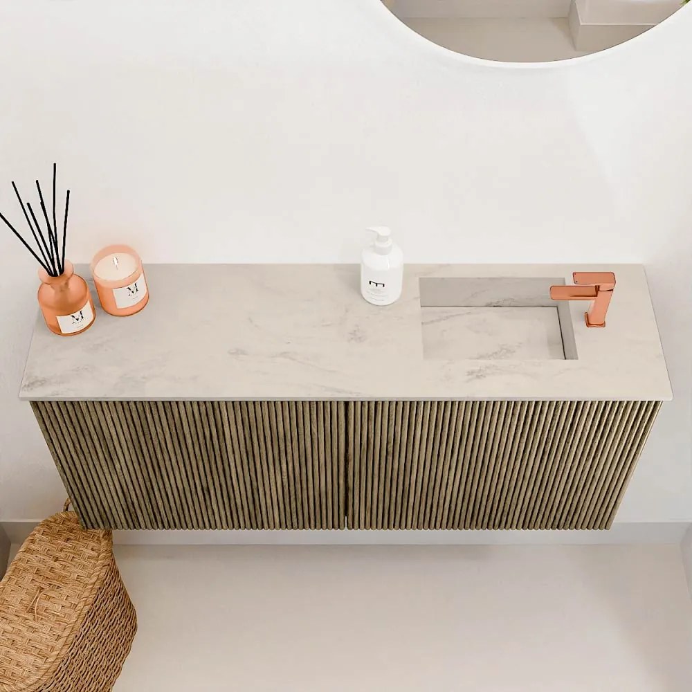 Mondiaz Joya DLux 90cm toiletmeubel dusk met wastafel faye rechts 1 kraangat opalo