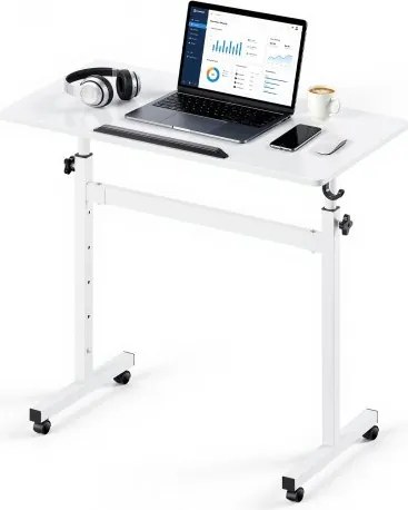VEVOR in hoogte verstelbaar bureau 810x410mm, 25kg draagvermogen computerbureau met 360° kantelbaar tafelblad, kantoorbureau met haken en vergrendelbare wielen, zit-sta bureau voor thuiswerkplek/studeerkamer