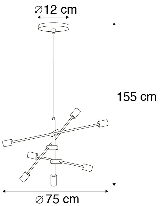 Smart industriële hanglamp zwart incl. 6 WiFi ST64 - Sydney