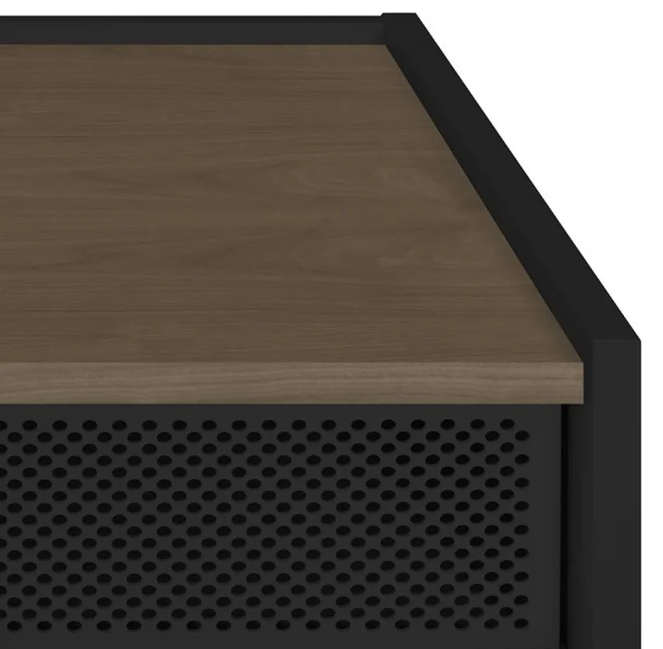 TemaHome Radio Zwart Tv-meubel Met Walnoot Blad - 160x43x60cm.