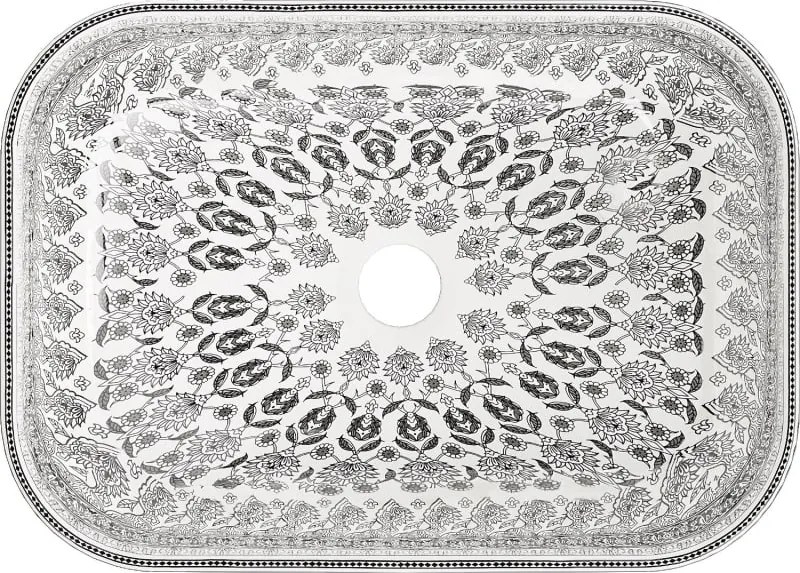Mexen Rita opzetwastafel 45 x 32 cm, wit/zwart patroon - 21084586