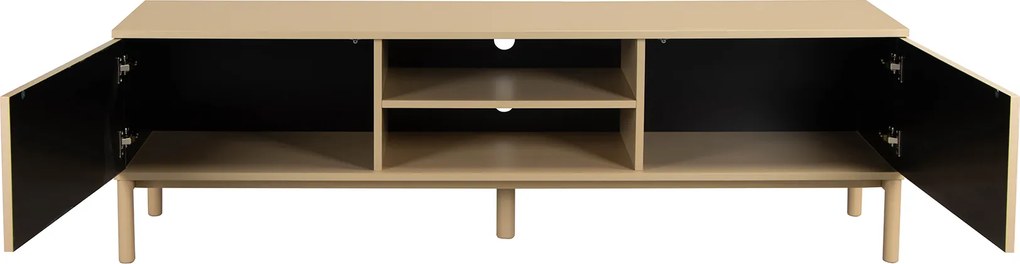 Mat Beige Tv-meubel Met Ribbels - 180x40x55cm.