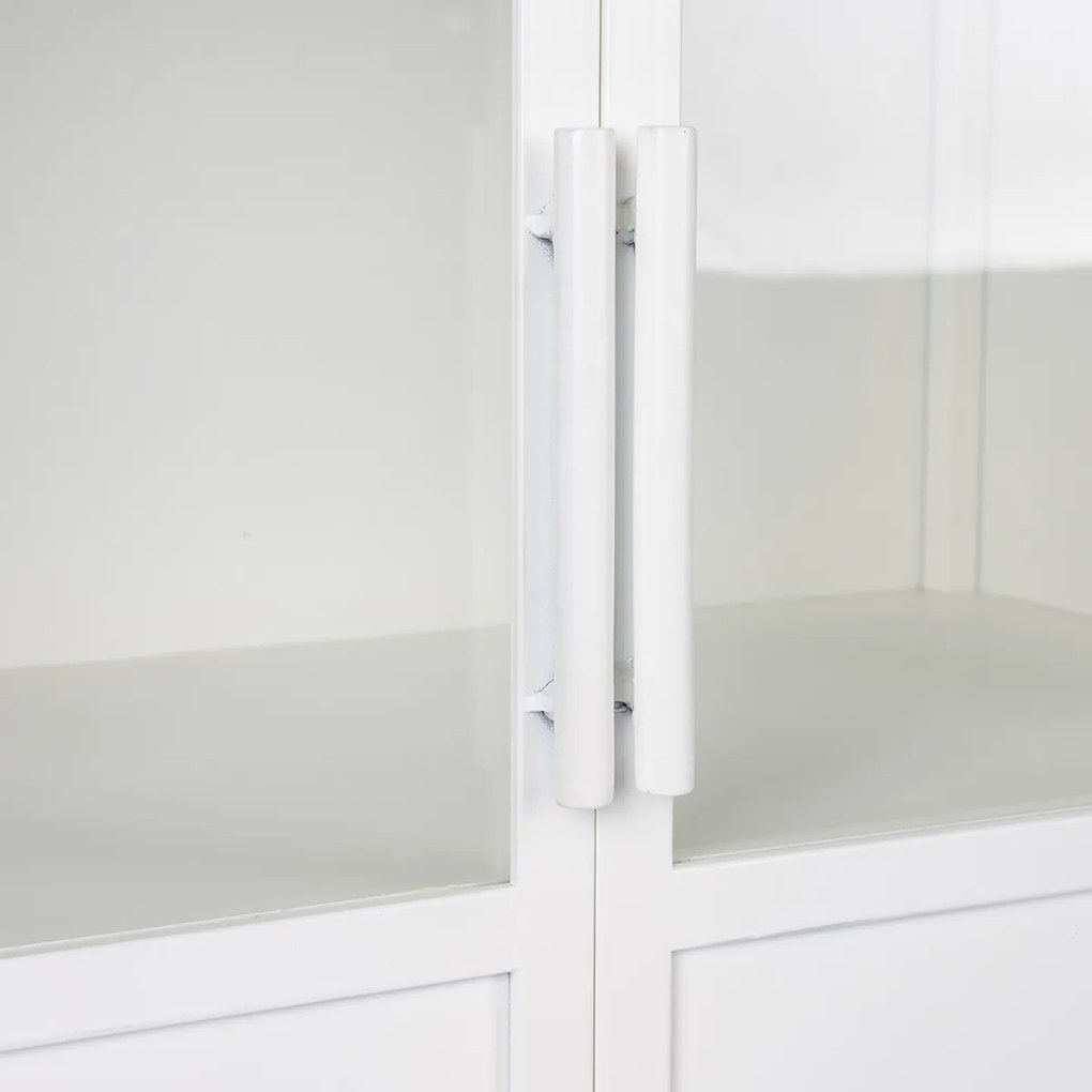Witte Kast Van Ijzer En Glas - 68x35x150cm.