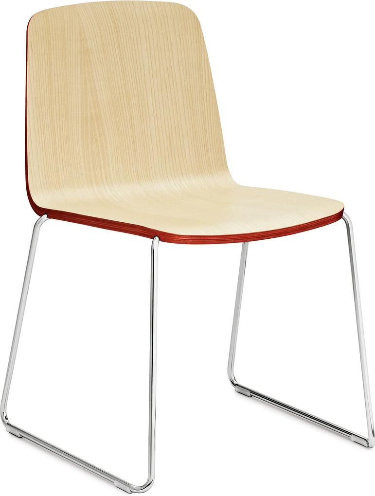 Normann Copenhagen Just Chair stoel met verchroomd onderstel essen rode afwerking