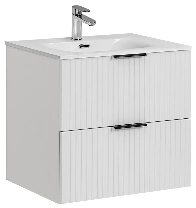 Comad Adele White badkamermeubel 60cm wit mat met witte wastafel 1 kraangat