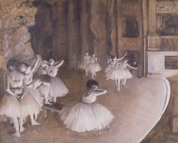 Kunstreproductie Ballet Rehearsal on the Stage, 1874, Edgar Degas