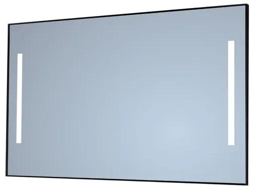 Sanicare Spiegel met "Warm White" Leds 100 cm Sensor schakelaar 2 x verticale strook omlijsting zwart LW2.70100Z