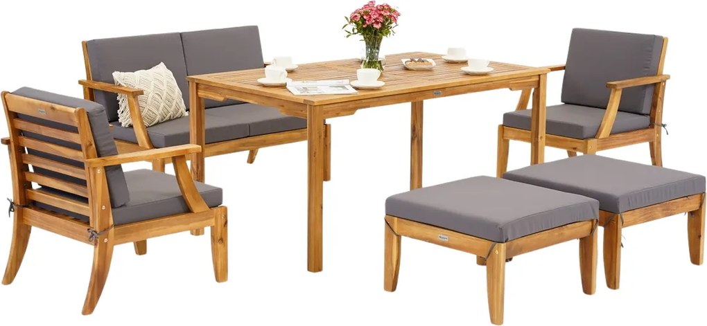Danang Apetito 4 acacia houten tuinmeubelen met Garden Point poefs