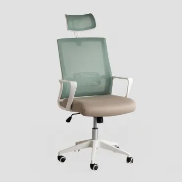 Bureaustoel Met Wielen En Armleuningen In Polypropyleen Teill Colors Celadon - Beige – Linnen - Sklum