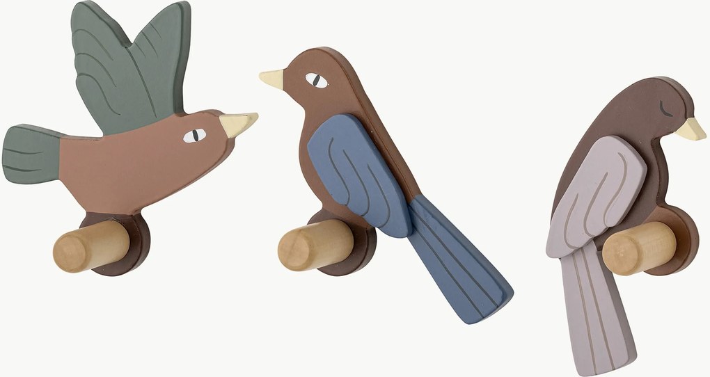 Houten wandhaken voor kinderen Lewi, 3-delig