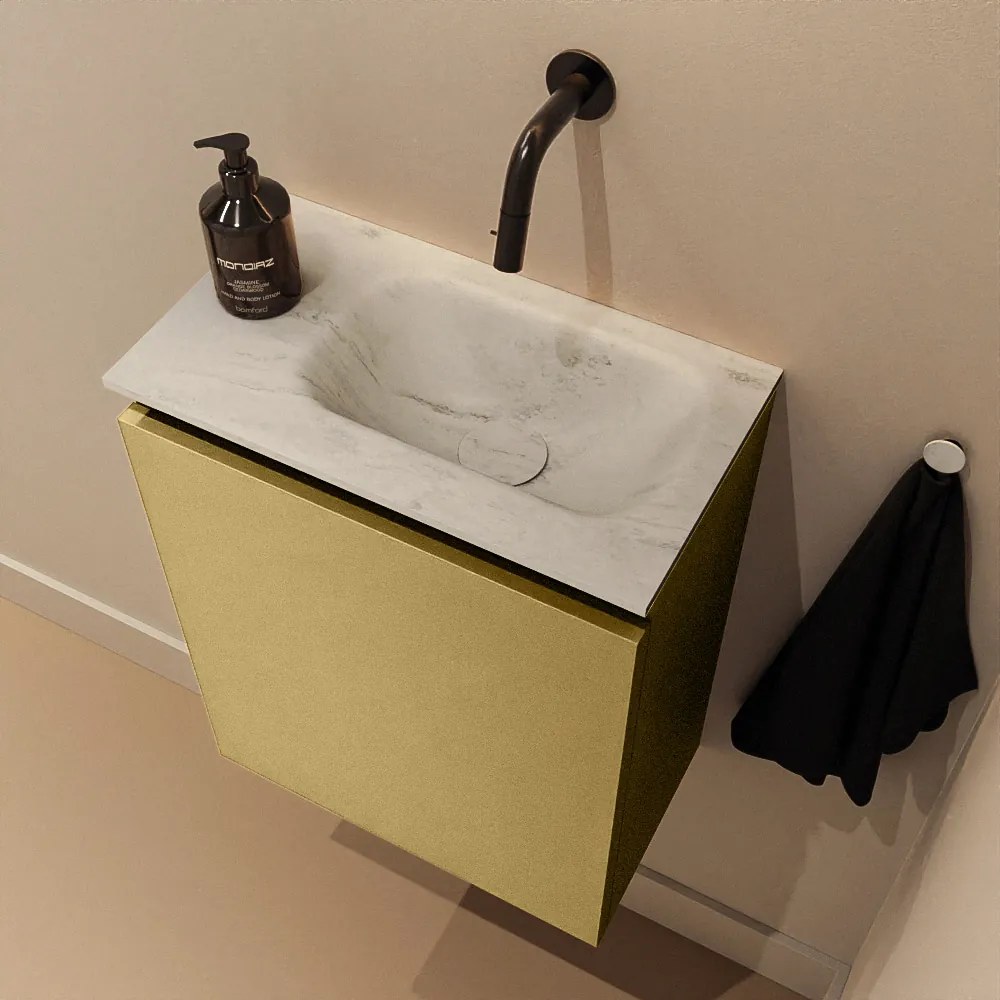 Mondiaz Ture DLux toiletmeubel 40cm oro met wastafel opalo rechts zonder kraangat