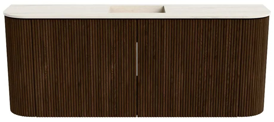 Mondiaz Joya DLux 105cm toiletmeubel ronding links/rechts walnut met wastafel faye midden 1 kraangat meli
