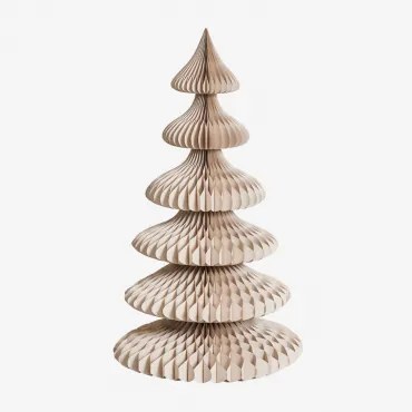 Kerstboom Van Papier Aurina Beige Linnen Met Gouden Rand & ↑140 Cm - Sklum