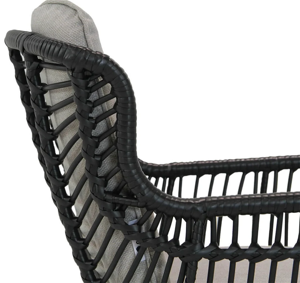 Tuinset Ronde Tuintafel 6 personen 150 cm Wicker/Aluminium/Aluminium/wicker Zwart Coco Azzano/Ancona