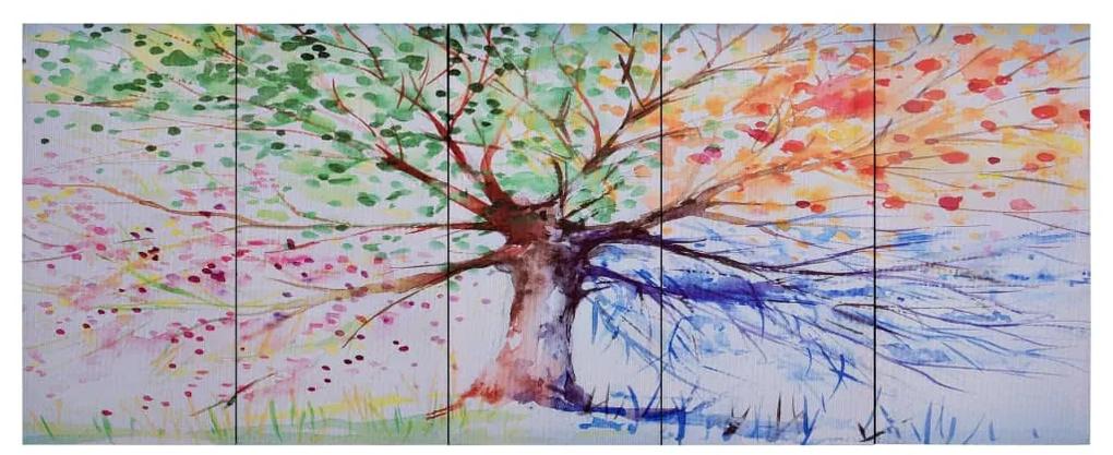 vidaXL Wandprintset regenboom 200x80 cm canvas meerkleurig