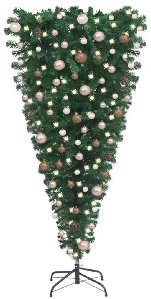 vidaXL Kunstkerstboom omgekeerd met LED's en kerstballen 240 cm