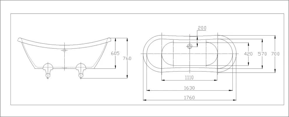 Best Design Double Slip vrijstaand bad 175 x 72 x 79cm