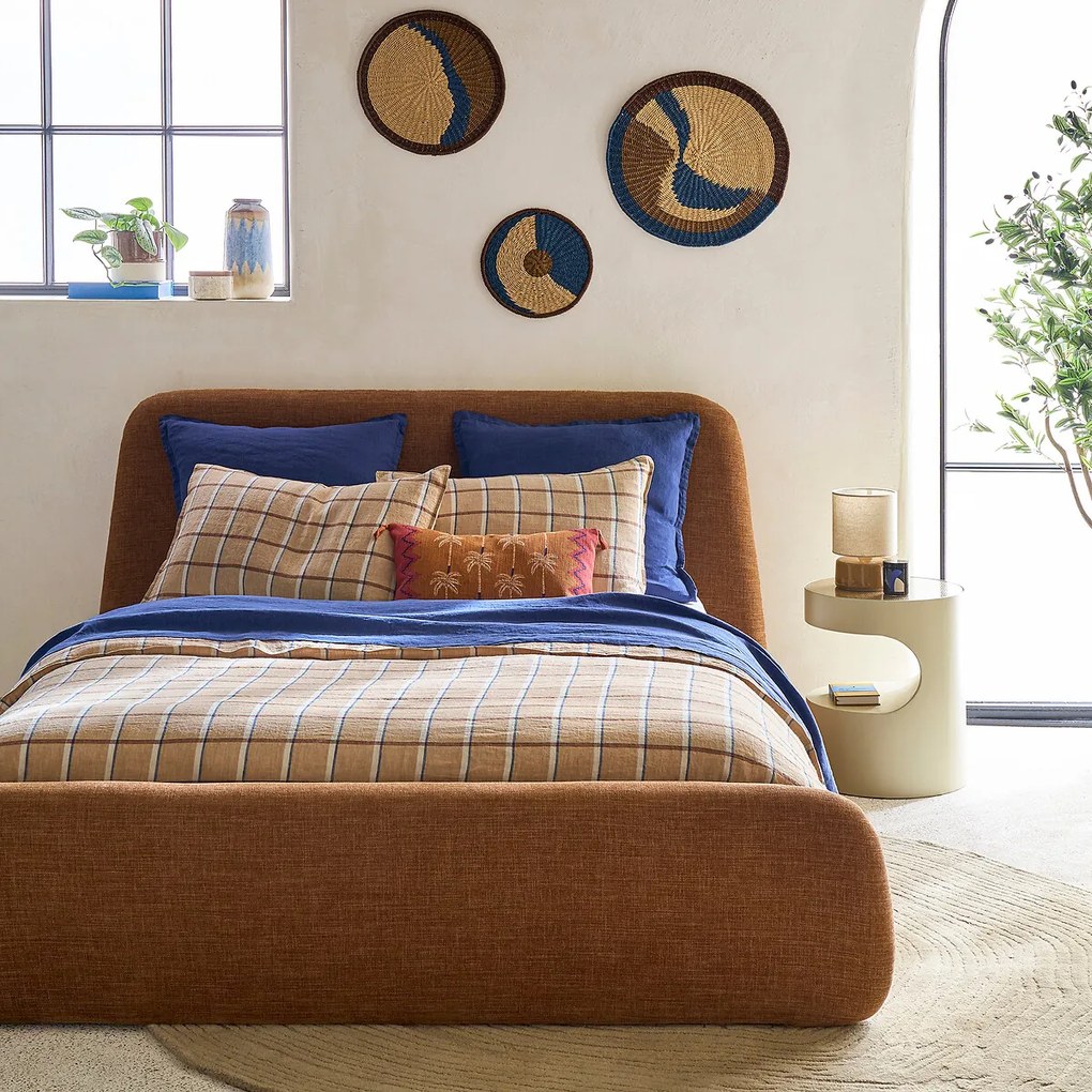 Opbergbed met opklapbare lattenbodem, chenille-stof, STEEN