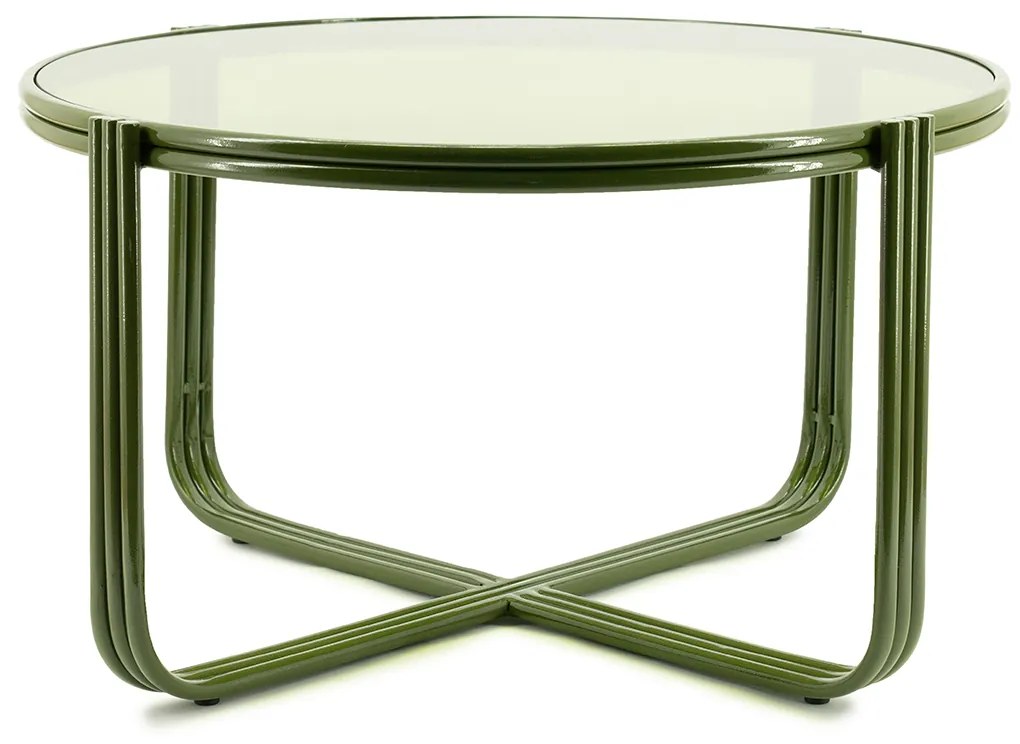 Retro Salontafel Glas Groen - 63 X 63cm.
