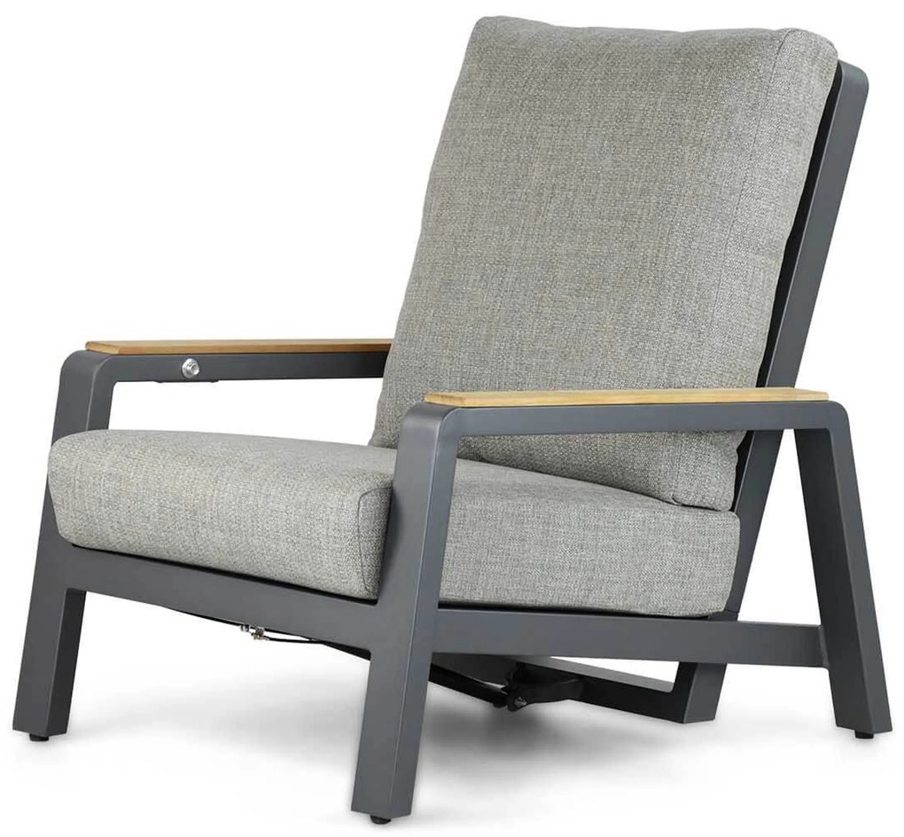 Stoel en Bank Loungeset 5 personen Aluminium/teak Grijs Osmen Manly