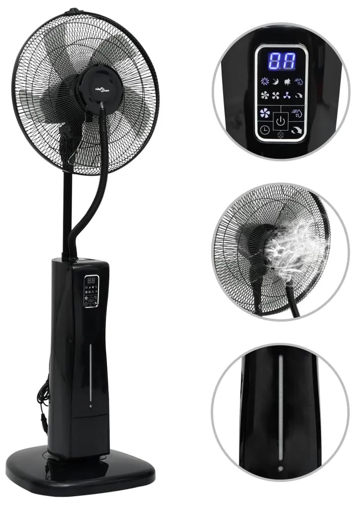vidaXL Mistventilator staand met afstandsbediening zwart