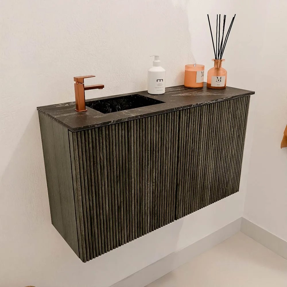 Mondiaz Joya DLux 70cm toiletmeubel shadow met wastafel faye links 1 kraangat lava