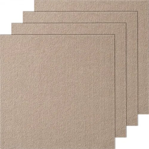 VEVOR Peel and Stick tapijttegels, 457x457mm, zelfklevende tapijttegels, zachte, zachte tapijttegels, doe-het-zelf installatie voor slaapkamer en woonkamer (10 stuks, lichtbruin)