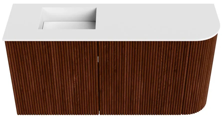 Mondiaz Joya 80cm toiletmeubel ronding rechts ruby met wastafel faye links 1 kraangat talc