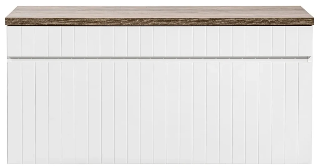 Comad Iconic White badkamermeubel 100cm met eiken toppaneel wit mat
