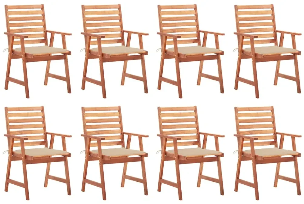 vidaXL Tuinstoelen 8 st met kussens massief acaciahout