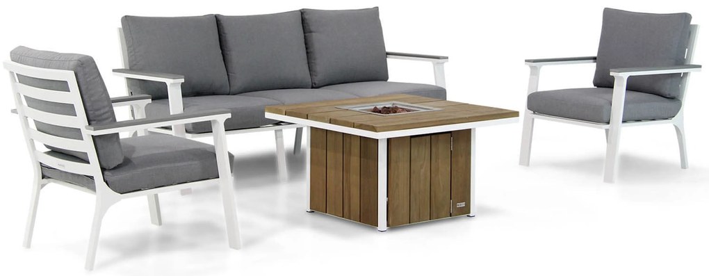 Stoel en Bank Loungeset 4 personen Aluminium Wit Lifestyle Garden Furniture Palazzo/Seaside