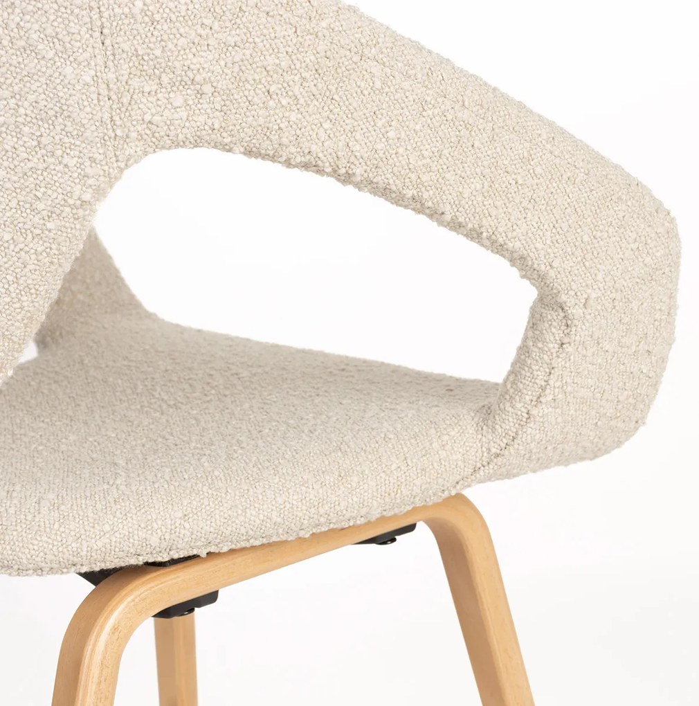 Zuiver Flexback Design Eetkamerstoel Hout Beige Boucle