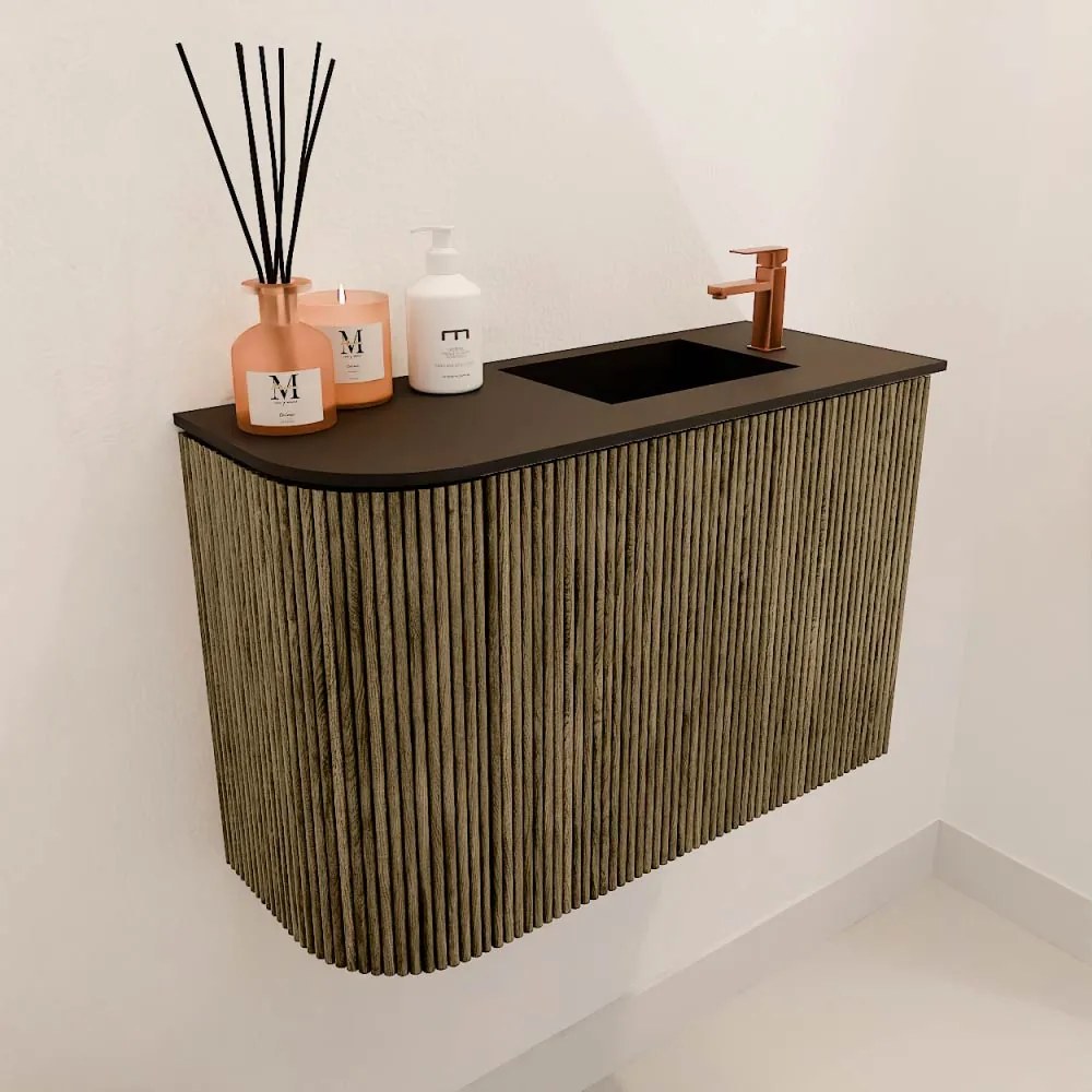 Mondiaz Joya 60cm toiletmeubel ronding links dusk met wastafel faye rechts 1 kraangat urban