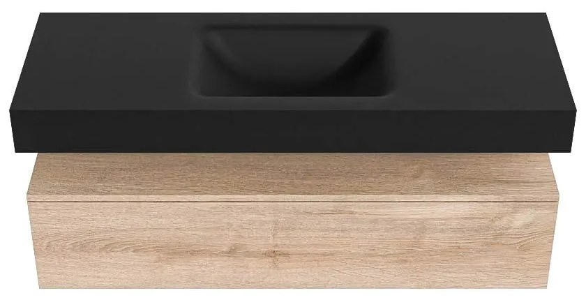 Zaro Alan badmeubel 130cm washed oak 1 lade met vrijhangende wastafel cloud midden zonder kraangat urban