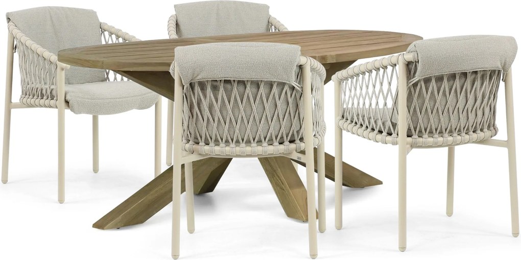 Tuinset 4 personen  Aluminium/rope Taupe 4 Seasons Outdoor Allora/Boston