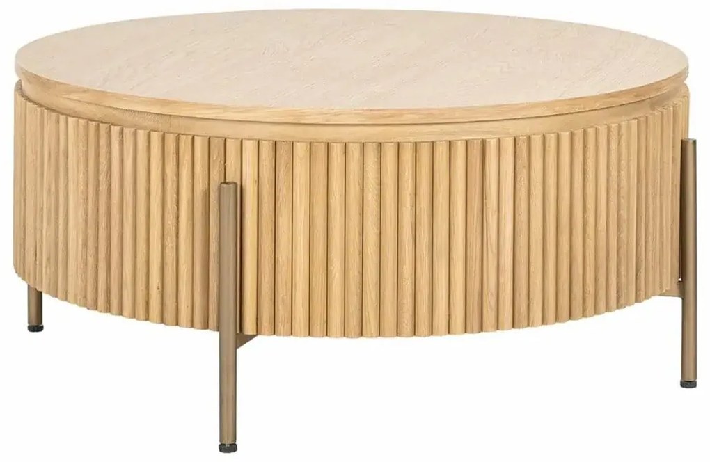 Richmond Interiors Belfort Ronde Salontafel Eiken Met Ribbels - 85 X 85cm.