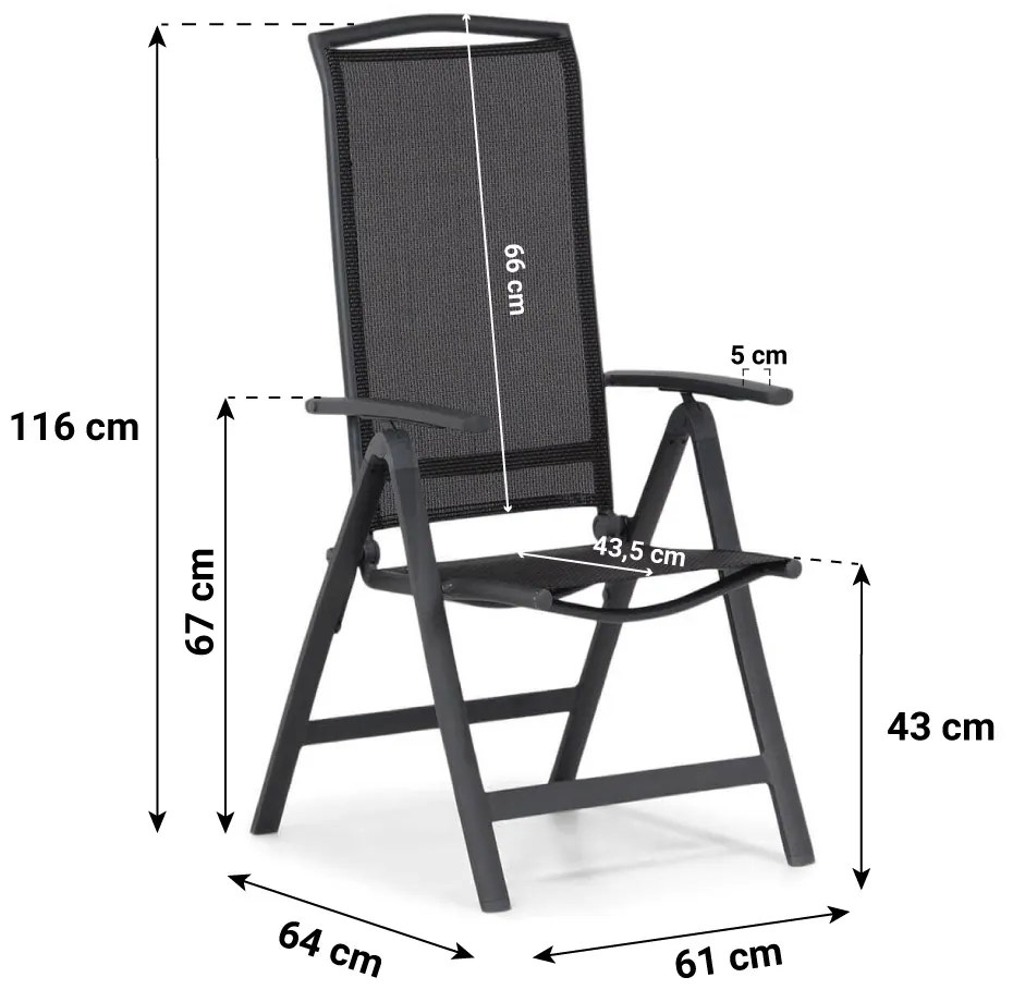 Tuinset 4 personen 160 cm Aluminium Grijs Lifestyle Garden Furniture Tirana/Mazzarino