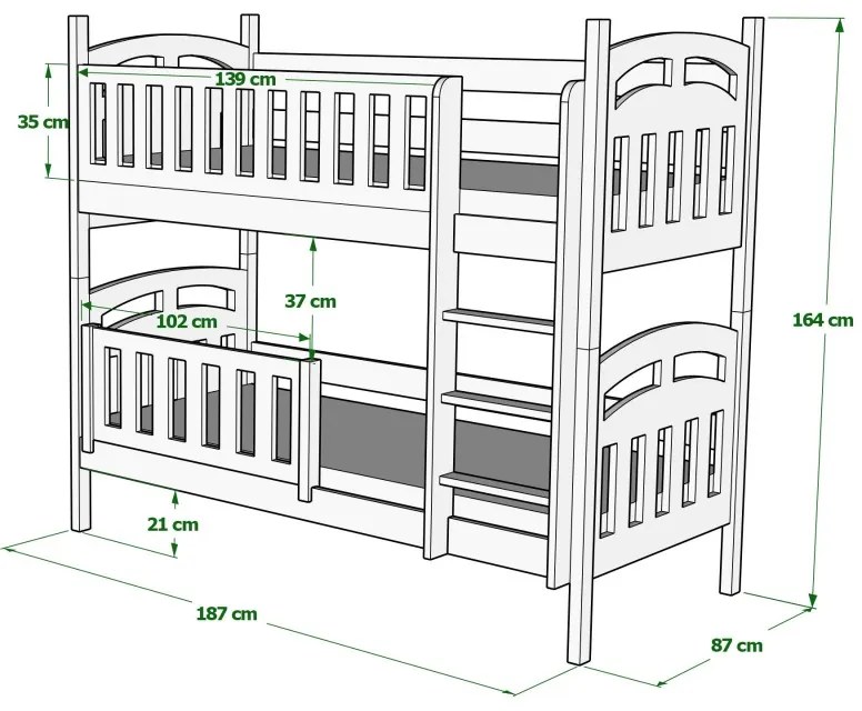 Kinderen Wit - Roze Stapelbed van massief hout - Niko For Kids Kinderen Junior 5059914048962 Children's Beds Home, 160x80, Grote enkele, 11 cm schuim/