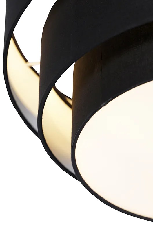 Stoffen Moderne plafondlamp zwart 45 cm 3-lichts - Drum Trio Modern E14 rond Binnenverlichting Lamp
