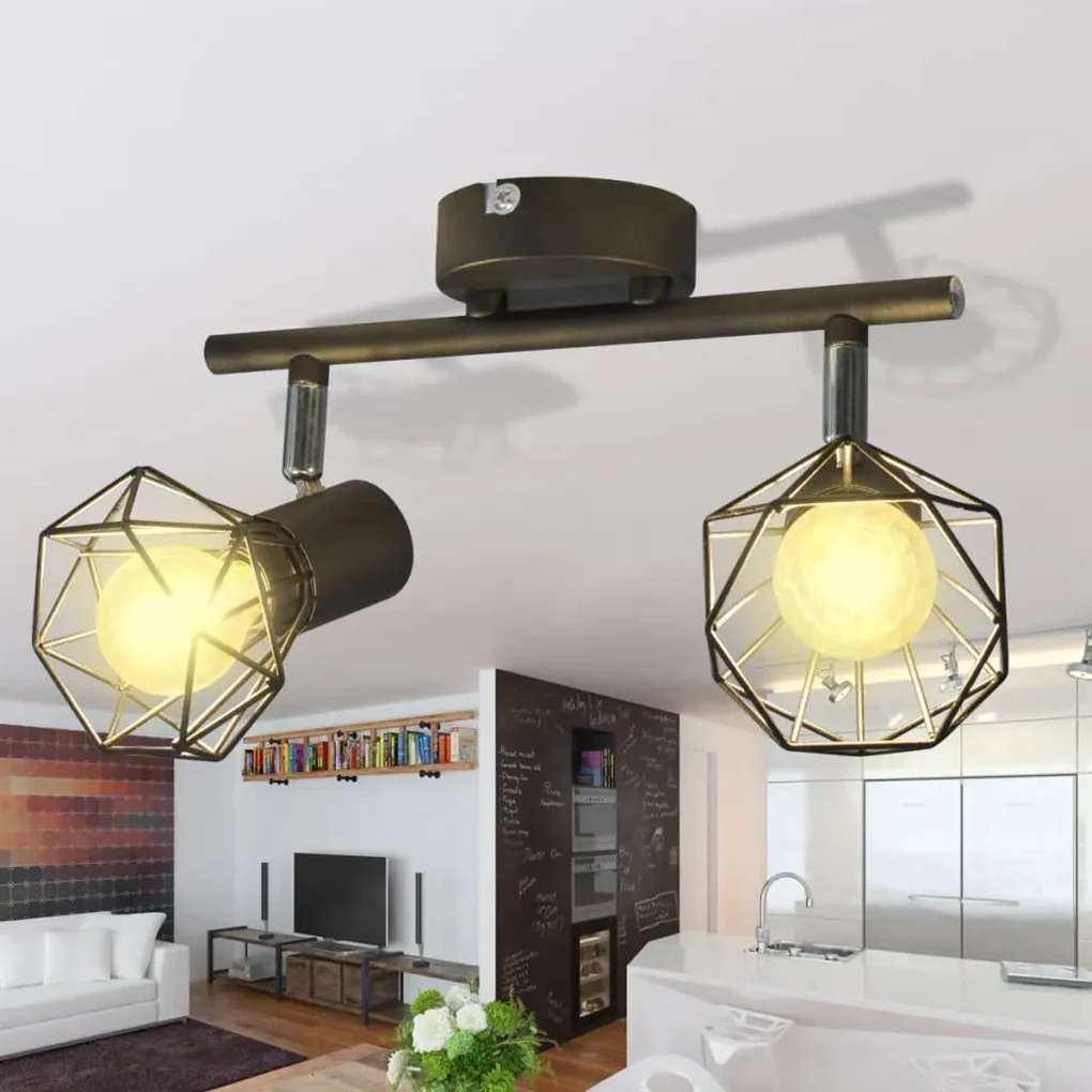 vidaXL Lamp industrieel met 2 LED's zwart